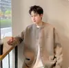 Cardigan Suéter Novo Outono/Inverno 2025 Estilo Casual Retrô Americano Preguiçoso Tricot Decote V Masculino Cor Sólida Roupa Exterior