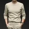 Novo Suéter Jacquard Masculino Cor Sólida Gola Redonda Outono/Inverno 2025 Moda Casual Simples Camisa Básica Tricotada