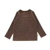 Wulibu-2026 Camiseta Básica de Manga Larga Estilo Coreano Nueva para Primavera y Otoño para Niños, Camiseta a Rayas con Cuello Redondo de Moda para Niñas