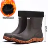 Botas de lluvia estilo coreano de caña media-corta, botas de lluvia de suela acanalada antideslizante gris, botas a prueba de viento estilo jinete, botas de agua negras sin cordones