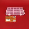 Caja de almacenamiento con ranura para tarjeta fija de 15 rejillas, con cuentas, anzuelo, tornillo, caja de rejilla rectangular, caja organizadora para anillos, aretes y joyas