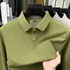 Camisa polo para hombre con forro de polar, nuevo modelo otoño 2026, color liso, sin costuras, camiseta de manga larga para hombre