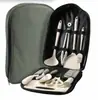 Juego Portátil de Utensilios de Cocina para Exteriores, Vajilla para Acampar y Picnic, Cuchillo de Cocina de Acero Inoxidable con Tabla de Cortar