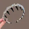 Nova Tiara de Cristal Estilo Coreano para Mulheres Pente de Cabelo de Alta Qualidade com Dentes para Cabelos Rebeldes Tiara Versátil Presilha para Lavar o Rosto Acessórios de Cabelo