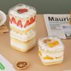 Copo Quadrado Transparente Descartável de PS para Mousse Caixa para Doces Secos Caixa para Bolo Frutas Sobremesa Caixa para Pudim Caixa para Gelatina com Tampa