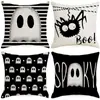 Amazon Transfronterizo Temu Popular Lino al por Mayor Funda de Almohada de Halloween Funda de Almohada Cuadrada de Felpa Funda de Almohada Cómoda