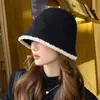 Sombrero de cubo de lana tejido cálido para mujer, nueva versión coreana de otoño e invierno, popular, versátil, simple, elegante y a prueba de frío, sombrero de pescador