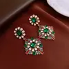 Brincos de flor de diamante vintage antigos médios, brincos retrô leves de luxo de alto sentido, pequenos brincos de vento de corte, atacado