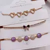 Pulseira Europeia e Americana de Alta Qualidade com Zircônia Microincrustada e Puxador, Olho de Diabo Vintage, Pulseira Ajustável de Luxo Leve com Diamantes