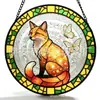 Pendente Colorido de Vidro Raposa Cruzada Ornamento de Vidro para Casa Decoração de Janela Jardim Pegador de Sol
