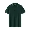 Camisa Polo de algodón mercerizado de fibra larga de tres capas, 220 g, 80 hilos, camiseta de manga corta de algodón-spandex para verano, ropa de trabajo con bordado