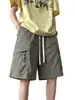 Shorts de trabalho masculino, shorts de comprimento médio com perna reta, marca da moda, estilo americano de gelo seco de verão, corte solto, casual, fresco e sedoso