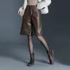 Pantalones de piel sintética 2026 otoño e invierno nuevos pantalones de pierna ancha, pantalones casuales holgados, pantalones cortos, pantalones rectos elegantes y modernos para mujer