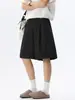 Shorts de traje vaporosos para verano, con cinturón ajustable, corte recto tridimensional, pantalones casuales plisados de longitud media con un toque de alta gama