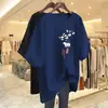 Comércio Exterior Transfronteiriço Novo Estilo Chinês Camiseta para Gestante de Comércio Exterior para Cobrir a Barriga, Tamanho Grande Emagrecedora de Meia-Manga com Estilo Chinês