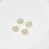 Estrela de seis pontas 14k preservadora de cor 8mm suporte de flor tampa de flor oca suporte de conta para pulseira DIY acessórios de joia