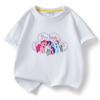 Camiseta Infantil de Algodão com Gola Redonda e Manga Curta Estampada de Pônei Roupa de Bebê Camiseta de Algodão para Meninas Comércio Exterior