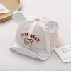 Chapéu de Sol de Malha com Urso Xadrez Fofo para Bebê, Boné Estilo Coreano Macio e Fofo com Bico de Pato, Chapéu de Verão com Aba Macia para Meninos e Meninas