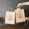 Bolsa de Papel Kraft Ecológica Reciclada con Asa Marrón Biodegradable de Lujo Personalizada para Comida para Llevar Regalo/ Artesanía