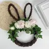 Conejo de Pascua 2024 Anillo de ratán Guirnalda Guirnalda de simulación de primavera Colgante de puerta Adornos de decoración festiva Transfronterizo Primavera y Verano Nuevo