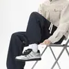 Pantalones de Sarga Color Azul Gris Cleanfit para Hombre, Primavera, Otoño e Invierno, Pantalones Deportivos de Pierna Recta Engrosados, Pantalones Casuales Deportivos Estilo Americano
