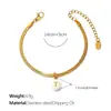 Moda Europea y Americana Colorido Colgante Redondo con 26 Letras Inglesas, Pulsera de Cadena Hueso de Serpiente Plana, Joyería de Nicho Chapada en Oro de 18 Quilates