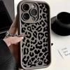 Comércio Exterior Mais Vendido Simples Preto Fosco Estampa de Leopardo Silicone Capa de Celular Iphone16 Anti-Queda Capa Protetora Macia Apple 17