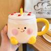Taza de cerámica de alta calidad con tapa para regalo de cumpleaños de niña, bonita taza creativa para tomar café en casa