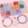 Cuentas de Cristal de 7mm Cubo Iridiscente Degradado Cuentas Pequeñas Cuentas Sueltas Hechas a Mano DIY Pulsera de Cuentas Accesorios de Joyería Materiales Venta al por Mayor