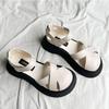 Sandálias Mary Jane Brancas Elegantes com Biqueira para Sair no Verão Novas Versáteis Fashionáveis Sola Grossa Sapatos Romanos para Saia