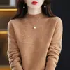 Outono e Inverno Novo Gola Alta Meia Linha Tricô de Lã Feminino Slim Cashmere Roupa de Baixo Tricô Espessado Sem Costura Tricô de Base