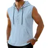 Colete Masculino de Verão Estilo Americano, Solto, Casual, Cor Sólida, com Capuz, Sem Mangas - Amazon Transfronteiriço
