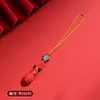 Atacado Natural Alto Teor Vermelho Cinnabar Areia Tartaruga da Fortuna Pingente de Corrente de Celular, Estilo Chinês Ano do Zodíaco Chaveiro Pingente para Bolsa