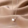 Collar Cuadrado Geométrico de Plata de Ley S925 para Mujer Diseño Sencillo Lujo Accesible Lujoso Accesible Colgante Elegante Cadena para la Clavícula Dropshipping