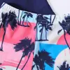 Conjunto de Duas Peças Verão Novo para Meninos, Estilo Havaiano, Manga Curta, Shorts de Coco, Bermuda de Natação, Secagem Rápida, Confortável