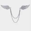 Insignia de Terno Masculino Tendência Asas de Anjo Fivela de Corrente Pino de Gola Insígnia Retrô Asas de Corrente de Diamante Broche