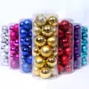 Bolas de Navidad 24 Piezas 3cm4cm6cm8cm Barril Bolas de Colores Bolas de Plástico Galvanizado Decoraciones para Árbol de Navidad Venta al por Mayor