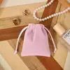 Bolsas de terciopelo con cordón en stock, Bolsas largas de felpa con cordón, Empaque para joyería, Personalizables con logo impreso