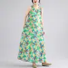 2026 Toma Real Nuevo Vestido Largo Bohemio Verano Nuevo Talla Grande Sin Mangas Cuello Redondo Vestido Estampado