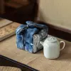 Bolsa de Almacenamiento Rápida Batik de Pintura a Tinta para Tetera, Tazas de Compartir, Tazas de Té y Ollas de Arcilla Púrpura; Bolsa Tote para Juego de Té de Viaje Portátil