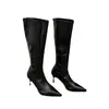 Botas altas Chuyuji de estilo europeo y americano con punta fina adelgazantes para mujer, otoño e invierno 2026, botas largas de tacón de aguja alto con cremallera trasera