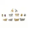 Set de Brazaletes de Diente Único Hip-Hop Europeo y Americano, Varios Diseños de Letras y Florales, Brazaletes Dorados Incrustados con Diamantes, Brazaletes Hip-Hop Transfronterizos