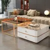 Mesa de centro de losa de roca, mueble para sala de estar, diseño moderno y minimalista, adecuada para apartamentos pequeños, lujo ligero estilo italiano, mesa de centro cuadrada con tapa de vidrio