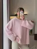 Moda Feminina Outono/Inverno 2026 Europa Transfronteiriça Novo Casual Preguiçoso Quente Pele Sintética de Visom Solto Suéter Pulôver