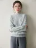 Suéter de Punto de Cachemira con Cuello Medio Estilo Otoño e Invierno para Mujer, Color Sólido, Suéter Base Suave de Lana