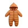 Ins Estilo Quente Exclusivo Transfronteiriço Moda Outono e Inverno Novo Macacão Rompers Quente Cor Pura com Capuz de Bola de Pelo