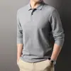 Camisa Polo Multicolor de Algodón Puro Estilo Nuevo Primavera y Otoño Camiseta de Manga Larga con Cuello de Solapa de Negocios Transpirable Casual para Hombre