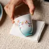 Taza de Té de Cerámica para Uso Doméstico con Diseño de Orquídea Mariposa Pintada a Mano, Taza Maestra para Degustación de Té, Juego de Té Kung Fu, Taza de Té para Mujeres