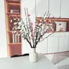 Ramo de Flores Secas Artificiales de Flor de Ciruelo Pequeña de Tres Pétalos y Flor de Ciruelo de Invierno con Tallo Recto, Flores Falsas de Plástico para Decoración de Arreglo en Jarrón de Sala de Estar