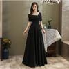 Vestido Longo Preto de Um Ombro com Mangas 2026 para Exames de Arte, Cerimônias de Passagem para a Vida Adulta, Festas Anuais, Desfiles, Trajes de Noite, Apresentações, Coro e Vestidos Cerimoniais